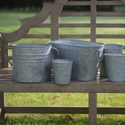 Galvanised Planter With Handles -Plants Shop pr2000026340 card4 lg