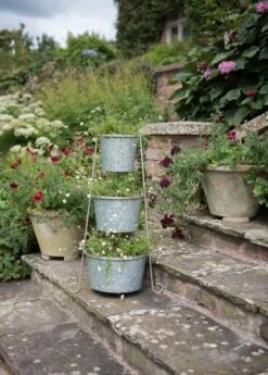 Tiered Corner Stand With Three Galvanised Pots -Plants Shop pr2000027862 card3 lg