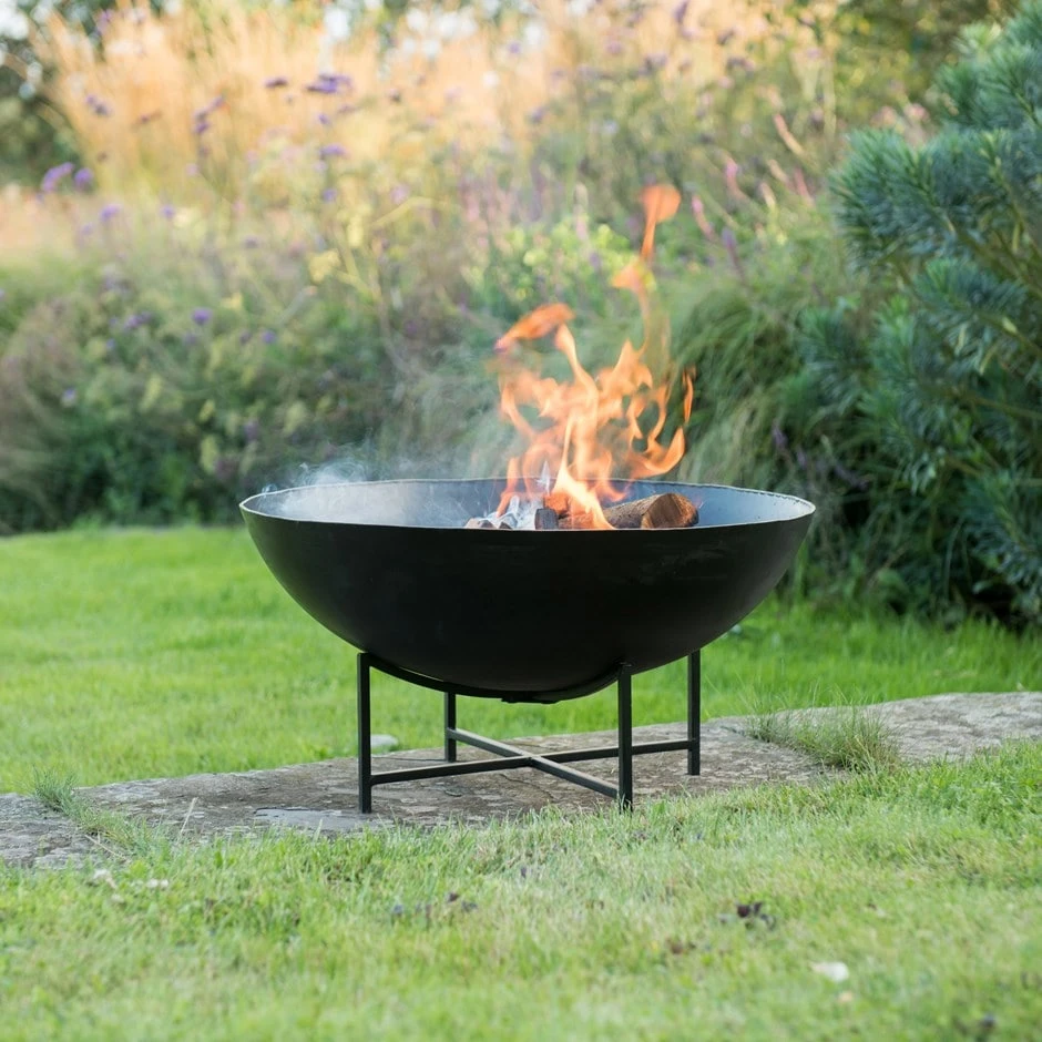 Iron Fire Pit Bowl With Cross Base 1 Iron Fire Pit Bowl With Cross Base