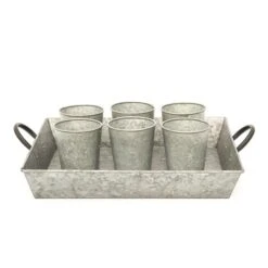 Galvanised Rectangular Tray With Blackened Handles -Plants Shop pr2000031499 card3 lg