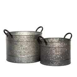 Round Troughs With Blackened Handles - Set Of 2 -Plants Shop pr2000037523 card3 lg