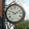 Double Sided Metal Greenwich Station Clock And Thermometer