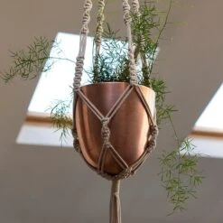 Macrame Hanger With Brushed Copper Pot 8 Macrame Hanger With Brushed Copper Pot -Plants Shop pr2000038572 card4 lg