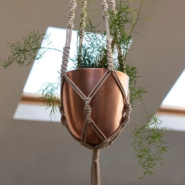 Macrame Hanger With Brushed Copper Pot 4 Macrame Hanger With Brushed Copper Pot - Image 4