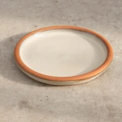 Glazed Terracotta Bird Bath Saucer - Oatmeal