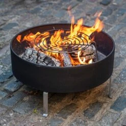 Fire Pit With Free Standing Cooking Grill - Stainless Steel Base -Plants Shop pr2000041712 card4 lg