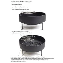 Fire Pit With Free Standing Cooking Grill - Stainless Steel Base -Plants Shop pr2000041712 card6 lg