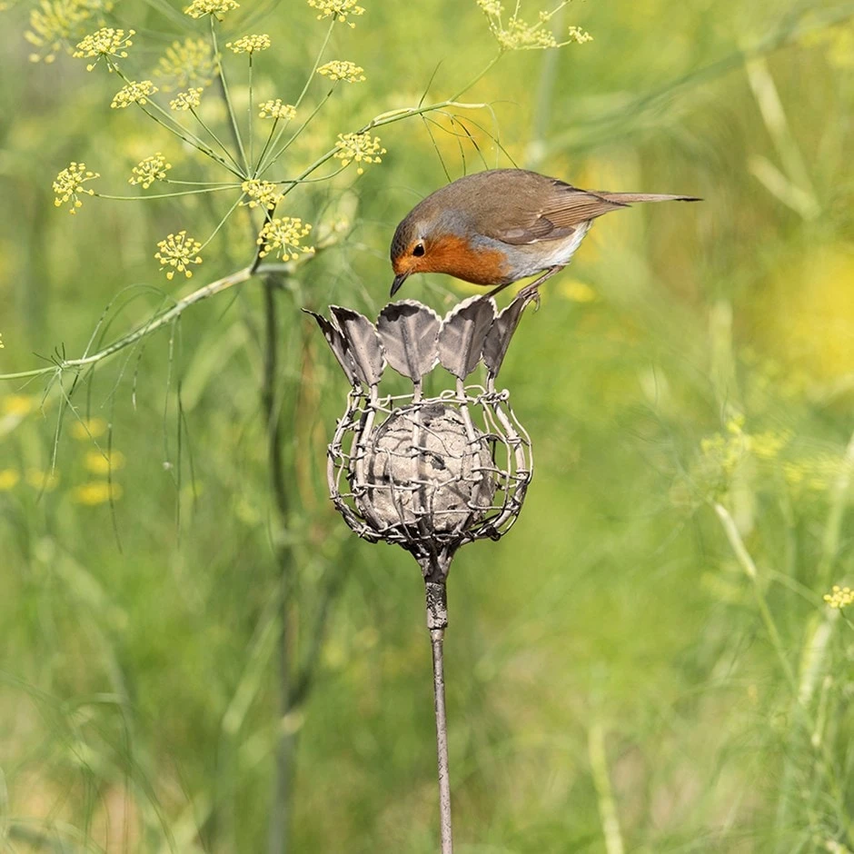 Poppy Seed Head Fat Snax Feeder - Aged Zinc 1 Poppy Seed Head Fat Snax Feeder - Aged Zinc
