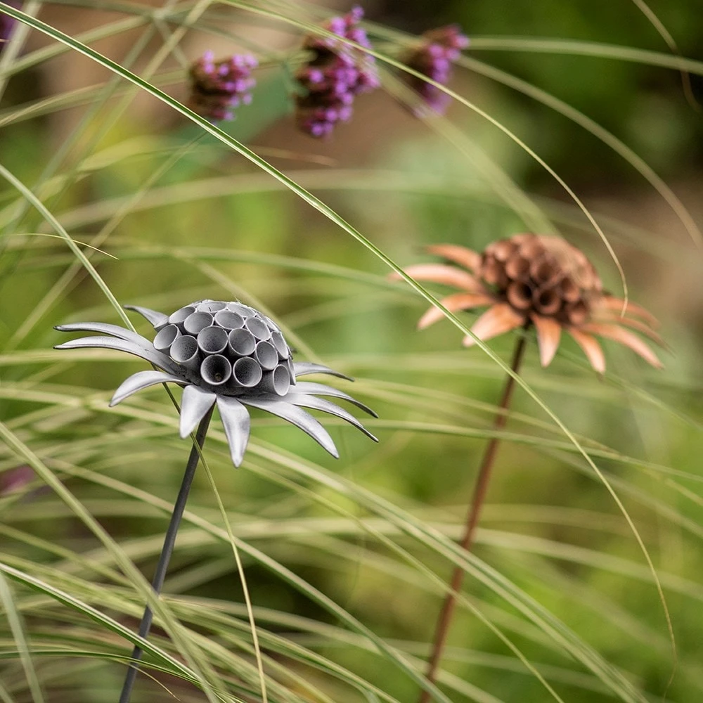 Scabiosa 'deadhead' Stake - Aged Zinc 2 Scabiosa 'deadhead' Stake - Aged Zinc - Image 2