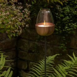 Tulip Stake Tealight Holder (adjustable Height) - Brushed Copper