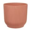 Large Ribbed Round Plant Pot With Wheels - Pink