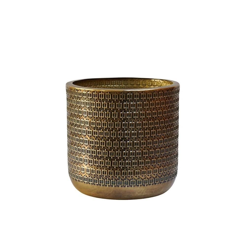 Steel Embossed Plant Pot - Gold 2 Steel Embossed Plant Pot - Gold - Image 2