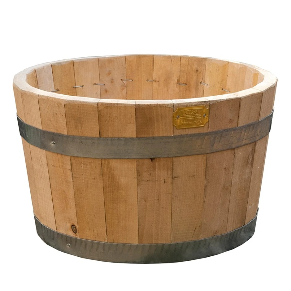 Hardwood Barrel Planter 1 Hardwood Barrel Planter