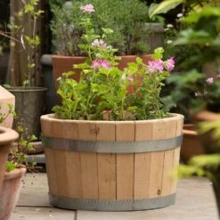 Hardwood Barrel Planter 10 Hardwood Barrel Planter -Plants Shop pr2000044967 card4 lg