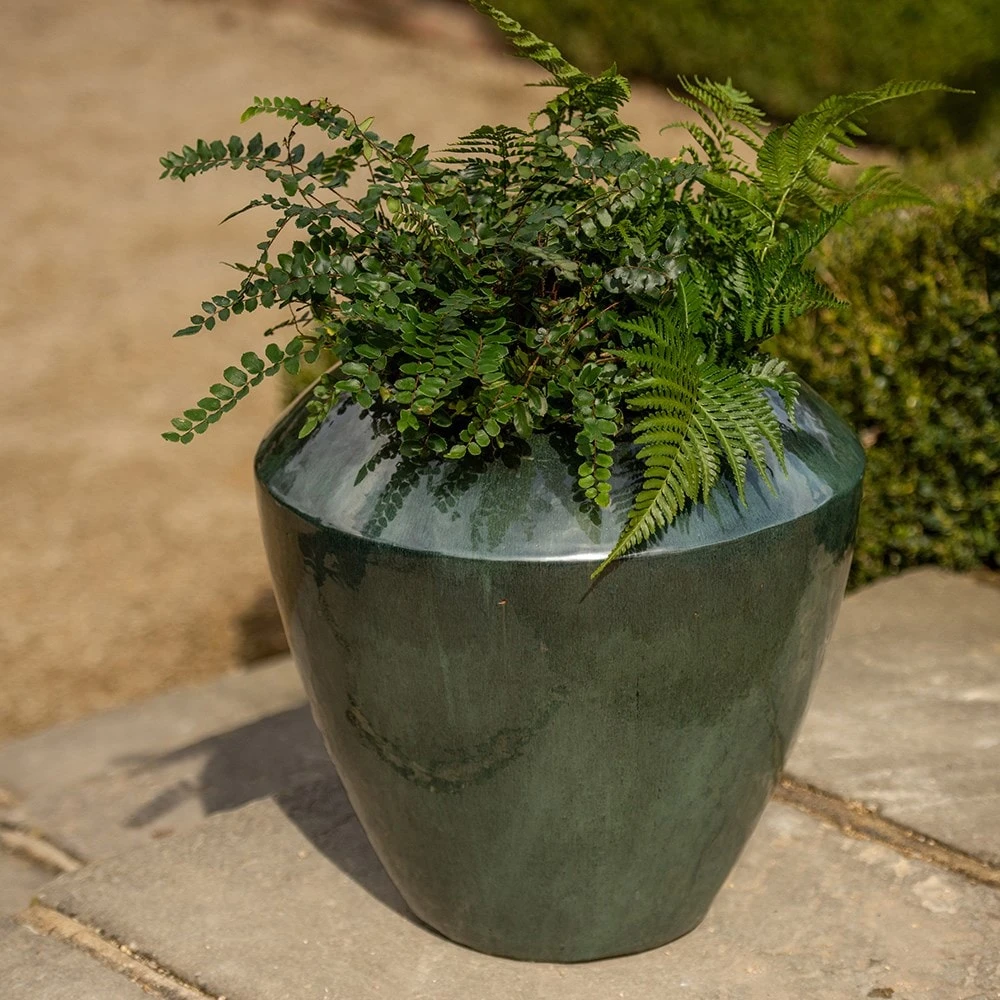 Glazed Terracotta Feature Pot - Moss Green 2 Glazed Terracotta Feature Pot - Moss Green - Image 2