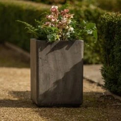 Tall Cement Cube Pot - Waxed 12 Tall Cement Cube Pot - Waxed -Plants Shop pr2000046318 card4 lg