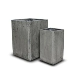 Tall Cement Cube Pot - Waxed 14 Tall Cement Cube Pot - Waxed -Plants Shop pr2000046318 card6 lg