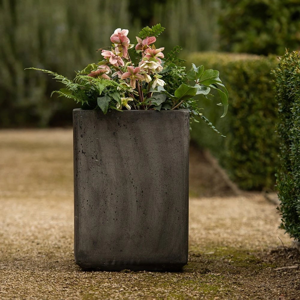 Tall Cement Cube Pot - Waxed 9 Tall Cement Cube Pot - Waxed - Image 9