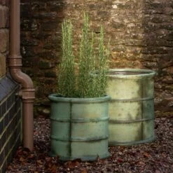 Greenwich Barrel Planter - Verdigris 17 Greenwich Barrel Planter - Verdigris -Plants Shop pr2000048731 card8 lg