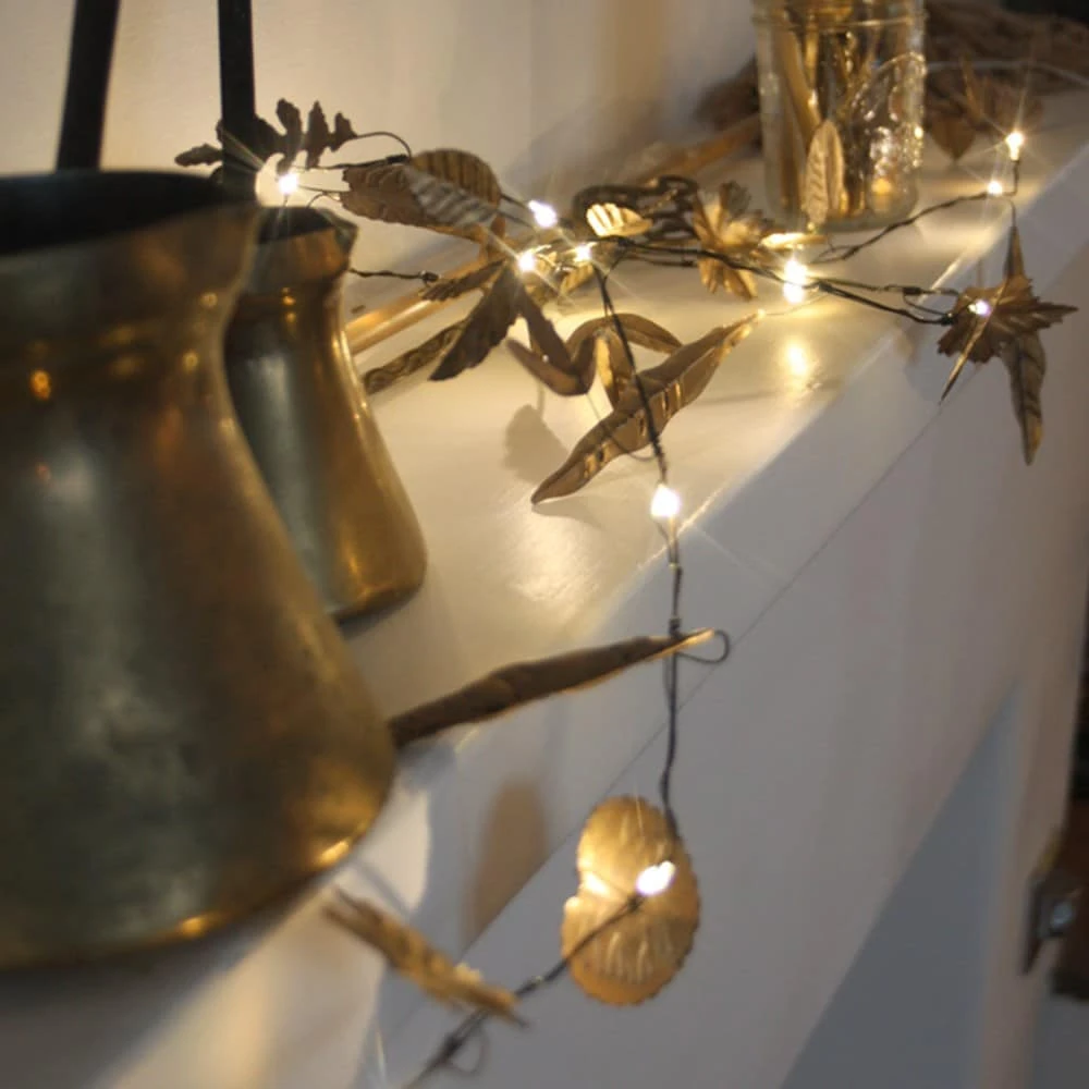 Gold Autumn Leaves Indoor Outdoor Battery Lights 2 Gold Autumn Leaves Indoor Outdoor Battery Lights - Image 2